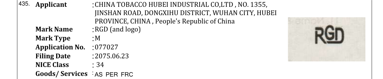 Original bulletin entry for RGD (and logo)