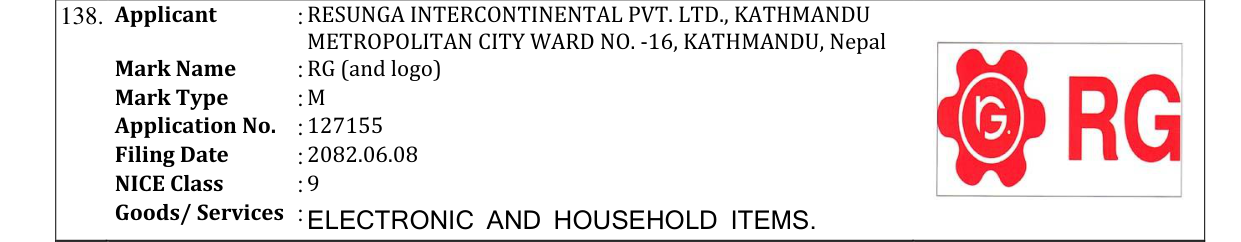 Original bulletin entry for RG (and logo)