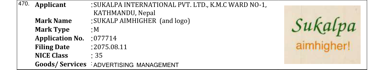 Original bulletin entry for SUKALP AIMHIGHER (and logo)