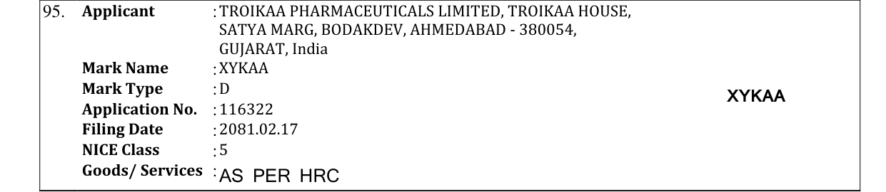 Original bulletin entry for XYKAA