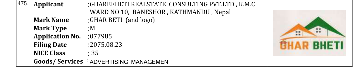 Original bulletin entry for GHAR BETI (and logo)