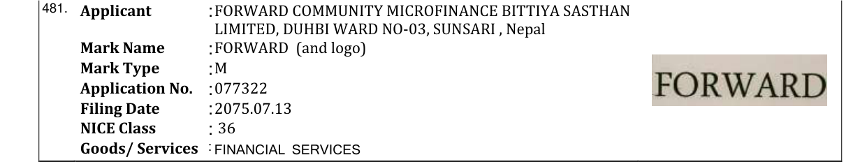 Original bulletin entry for FORWARD (and logo)