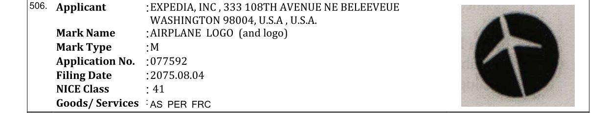 Original bulletin entry for AIRPLANE LOGO (and logo)