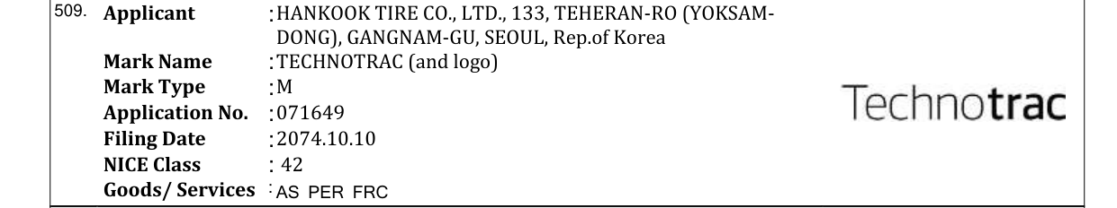 Original bulletin entry for TECHNOTRAC (and logo)