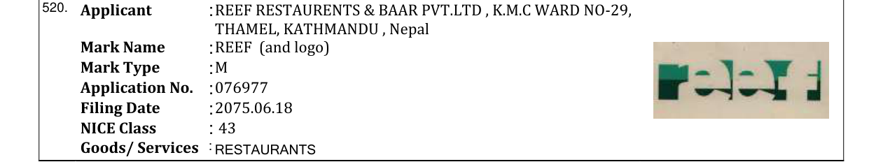 Original bulletin entry for REEF (and logo)