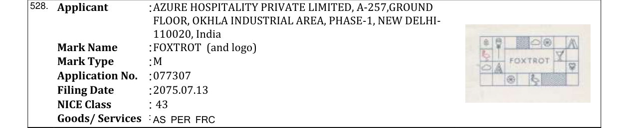 Original bulletin entry for FOXTROT (and logo)