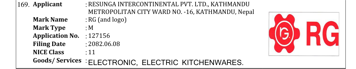 Original bulletin entry for RG (and logo)