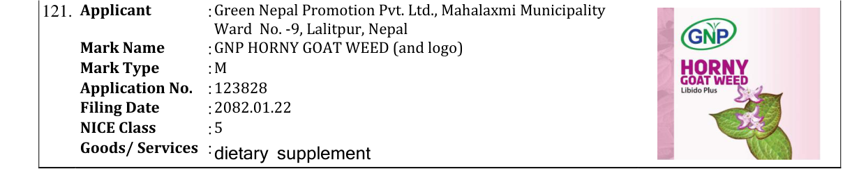 Original bulletin entry for GNP HORNY GOAT WEED (and logo)