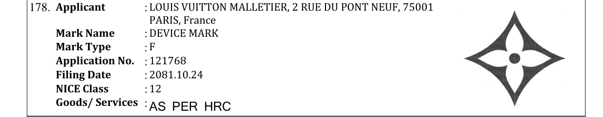 Original bulletin entry for DEVICE MARK