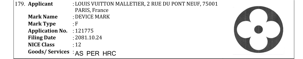 Original bulletin entry for DEVICE MARK