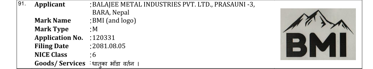 Original bulletin entry for BMI (and logo)