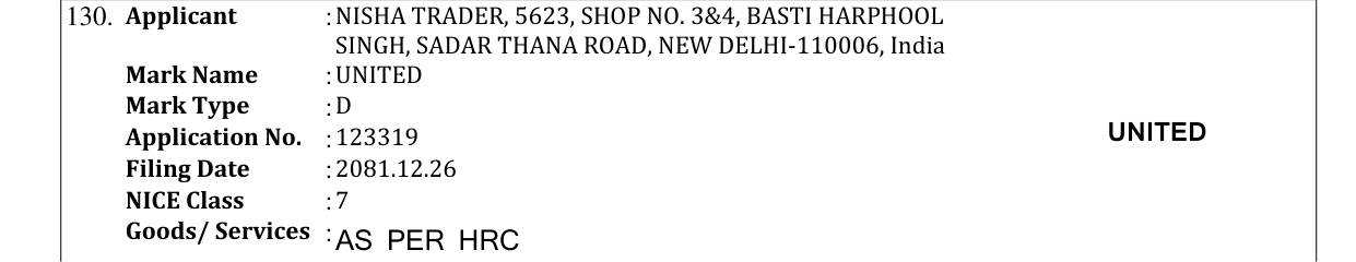 Original bulletin entry for UNITED