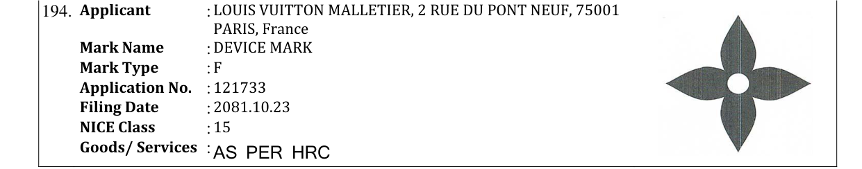 Original bulletin entry for DEVICE MARK