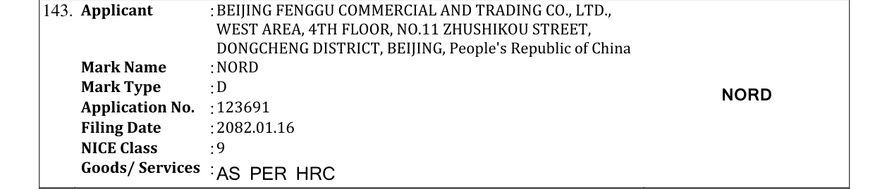 Original bulletin entry for NORD