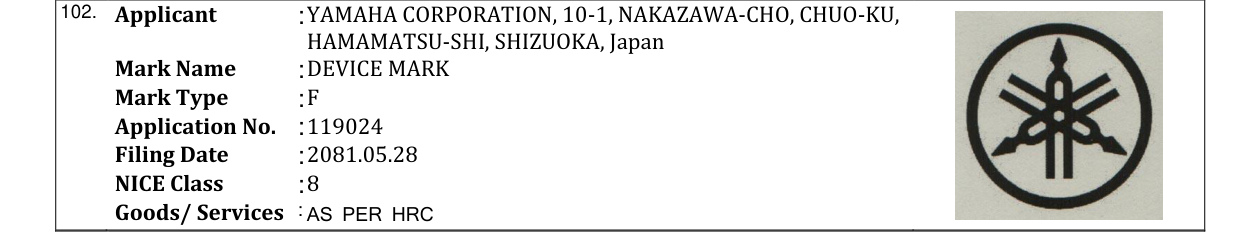 Original bulletin entry for DEVICE MARK