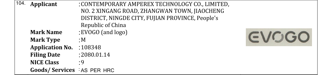 Original bulletin entry for EVOGO (and logo)