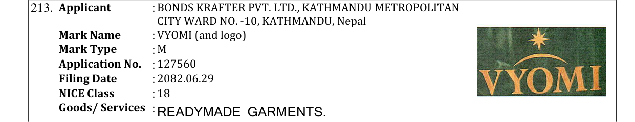 Original bulletin entry for VYOMI (and logo)