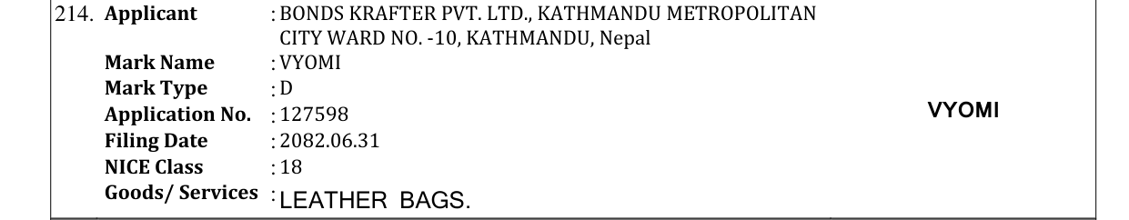 Original bulletin entry for VYOMI