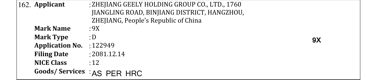 Original bulletin entry for 9X