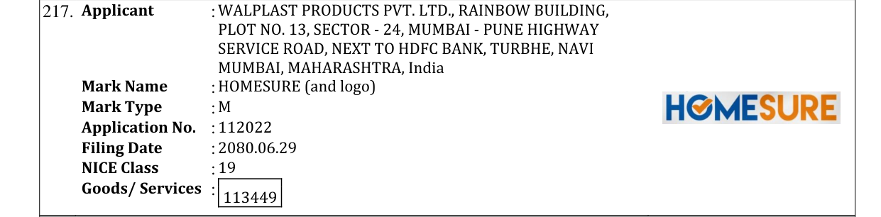 Original bulletin entry for HOMESURE (and logo)