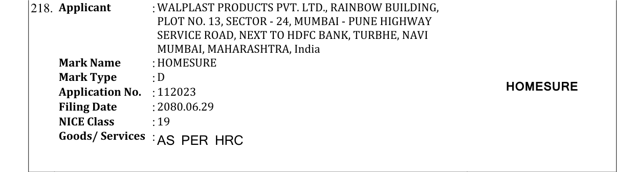 Original bulletin entry for HOMESURE