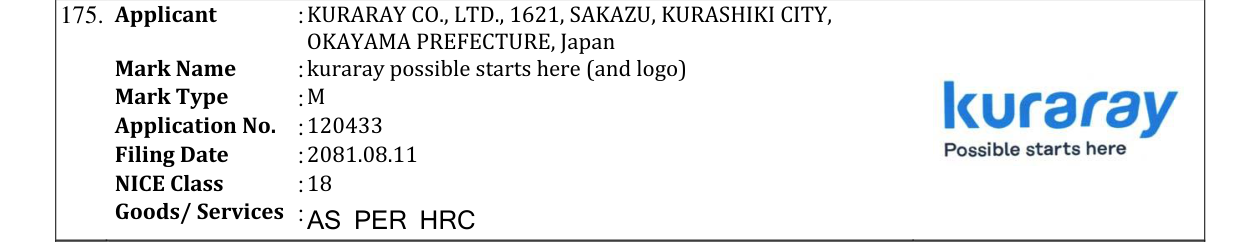 Original bulletin entry for kuraray possible starts here (and logo)