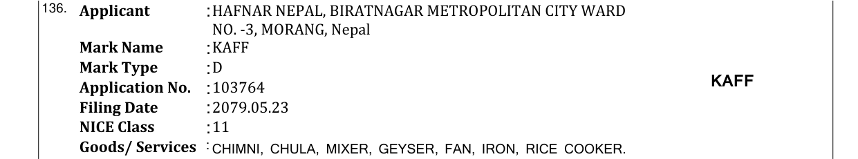 Original bulletin entry for KAFF