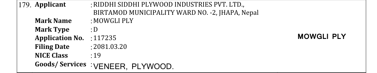 Original bulletin entry for MOWGLI PLY