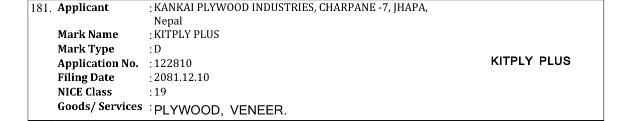 Original bulletin entry for KITPLY PLUS