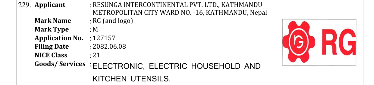 Original bulletin entry for RG (and logo)