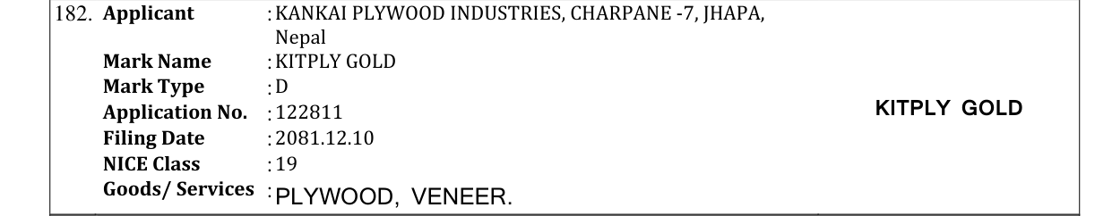 Original bulletin entry for KITPLY GOLD