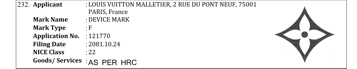 Original bulletin entry for DEVICE MARK