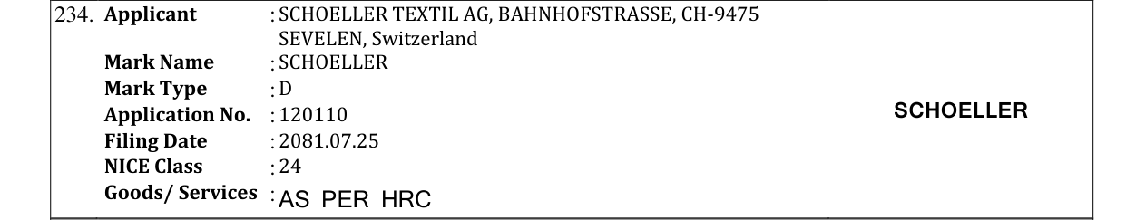 Original bulletin entry for SCHOELLER