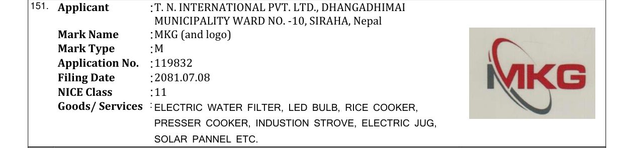 Original bulletin entry for MKG (and logo)