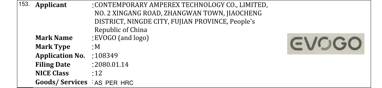 Original bulletin entry for EVOGO (and logo)