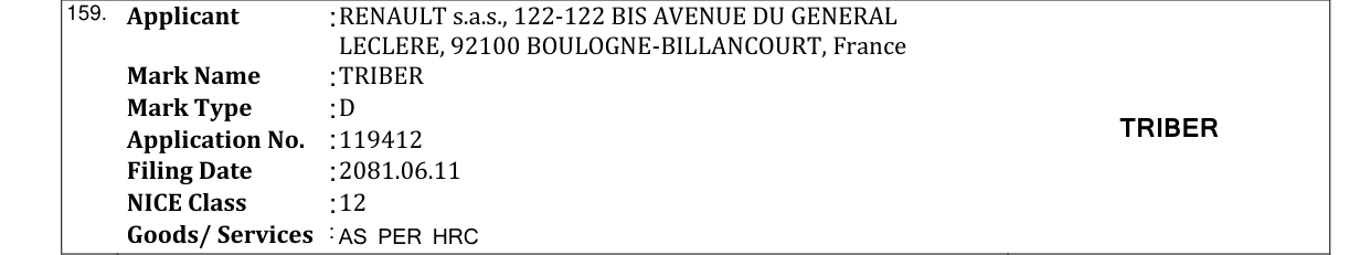 Original bulletin entry for TRIBER