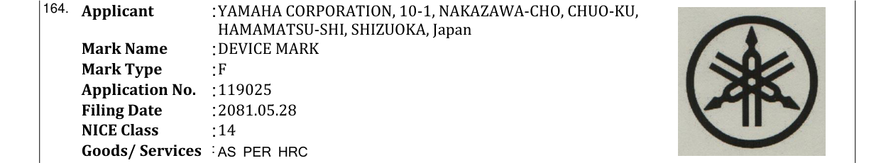 Original bulletin entry for DEVICE MARK