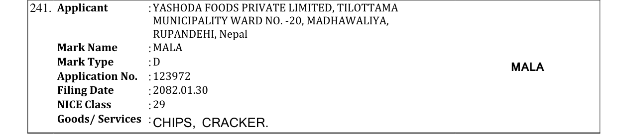 Original bulletin entry for MALA