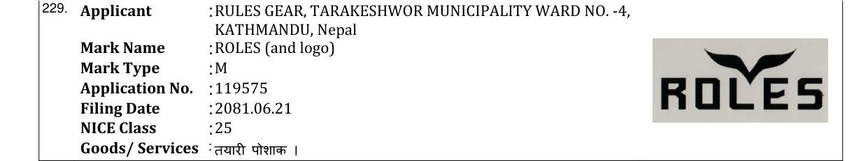 Original bulletin entry for ROLES (and logo)