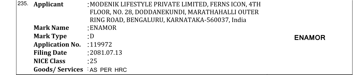 Original bulletin entry for ENAMOR