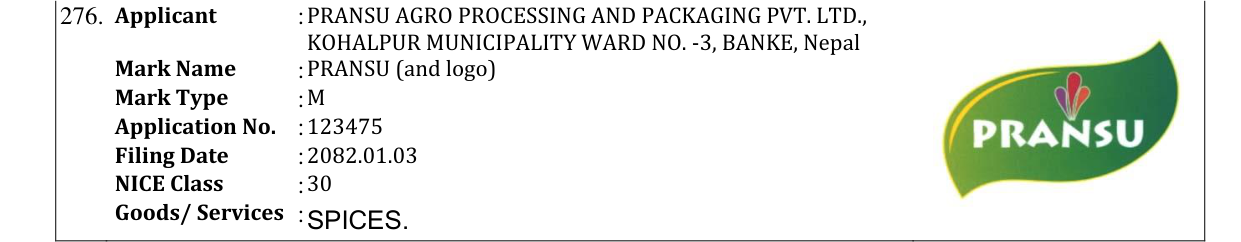 Original bulletin entry for PRANSU (and logo)