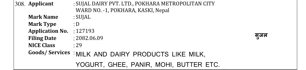 Original bulletin entry for SUJAL