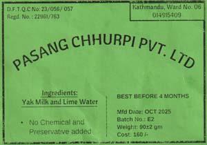 PASANG CHHURPI (and logo) trademark logo