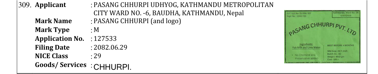 Original bulletin entry for PASANG CHHURPI (and logo)