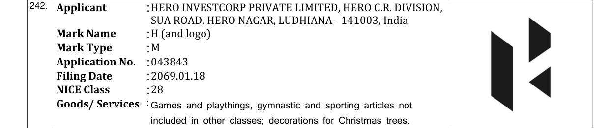 Original bulletin entry for H (and logo)