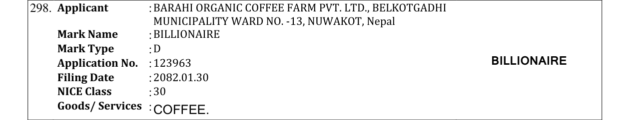Original bulletin entry for BILLIONAIRE