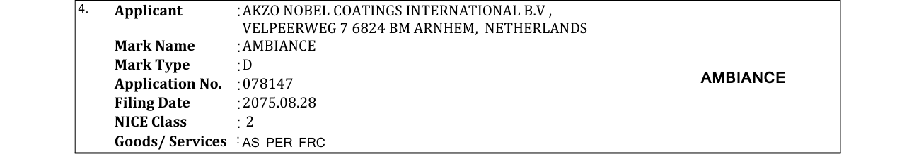Original bulletin entry for AMBIANCE