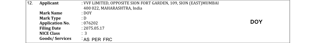Original bulletin entry for DOY