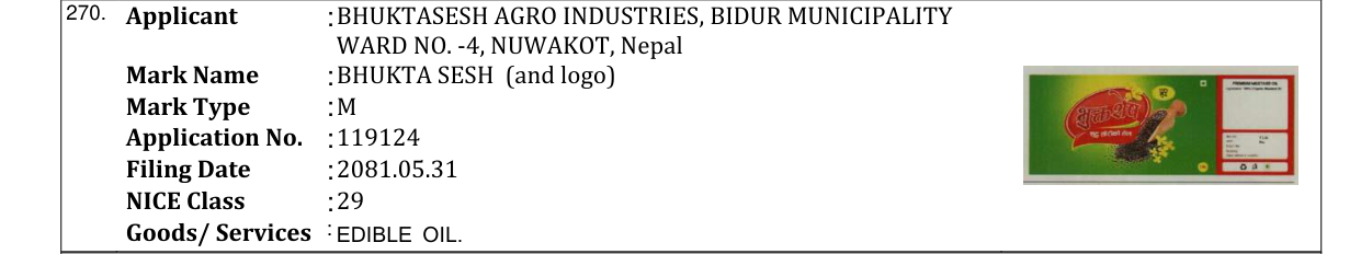 Original bulletin entry for BHUKTA SESH (and logo)