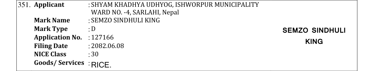 Original bulletin entry for SEMZO SINDHULI KING